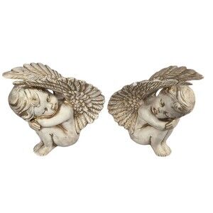 2 Vintage Carol 97 Angel Statue Angel Cherub Sleeping Ceramic Figurine